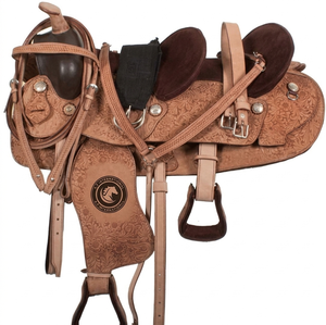 Silla de Montar Western Doble de la Mejor Calidad para Caballo, Juego Completo con Cubierta de Cuero y Estribos, Disponible a Precio Mayorista - Product Image 1
