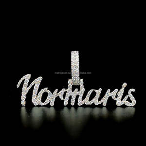 Venta caliente personalizado Iced Out Moissanite letras colgantes Venta caliente redondo brillante corte 925 Plata Hip Hop colgante - Product Image 1