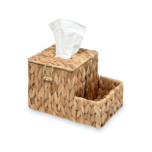 Handwoven Water Hyacinth Tissue Box With Wood Lid Handwoven OEM Variety of Colors Decoration <b>Table</b> and <b>Bath</b> Accessories - Product Image 5