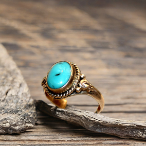 Hot Sale Customizable Silver 925 Band Handcrafted Nepali Jewelry with Gemstone <b>Turquoise</b> <b>Ring</b> for Women's Fashion Accessories - Product Image 1