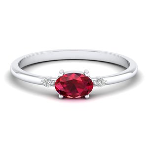 แหวนเพชรรูปไข่ REYES Classic ทองคำขาว 14K ประดับทับทิม 0.75 กะรัต พร้อมใบรับรอง GRA ประดับด้วยโมอิสซาไนต์ เครื่องประดับคุณภาพสำหรับผู้หญิง - Product Image 5
