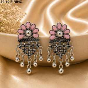 <b>arabic</b> style antique silver jhumka earrings for women in Dubai UAE traditional silver look jhumka earrings for women in Oman - Product Image 2