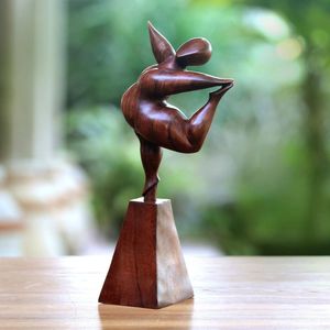 Wooden Yoga Sculpture Decorative Meditation <b>Statue</b> For Tabletop Shelf Display In Home And Office Interiors - Product Image 1