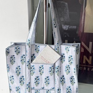 Bolso tote plegable de tres capas, acolchado, de algodón, estilo bohemio, ecológico, hecho a mano en India, para mujer, bolso de viaje. - Product Image 3