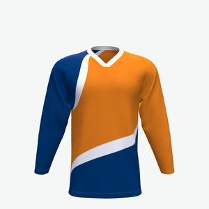 Maillot de hockey sur glace personnalisé pour homme, col en V, manches longues, motif géométrique, polyester respirant, coupe régulière pour adulte - Product Image 6