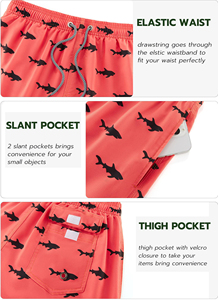 Shorts de plage pour hommes, longueur genou, taille élastique avec cordon de serrage, séchage rapide, haute qualité, 100% polyester, personnalisable, vêtements de plage sportifs - Product Image 4