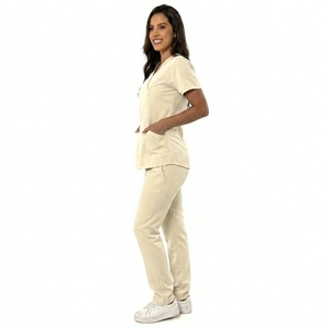 Conjuntos de Uniformes Quirúrgicos de Manga Corta de Poliéster y Algodón para Mujer, Trajes de Doctora de Hospital, Uniformes de Enfermera, Color Morado, Personalizado - Product Image 2