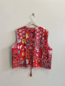 Gilet matelassé indien style bohème en patchwork pour femme, veste sans manches en coton - Product Image 6