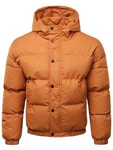 Men's Black Hooded Puffer <b>Jacket</b> Winter Warm Thick Quilted Windproof Casual Outerwear Zipper Closure Solid Color - Product Image 4