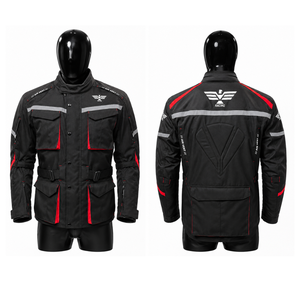 Unisex Black Red Motorcycle <b>Racing</b> <b>Jacket</b> Full Sleeve Breathable Windproof 300g Polyester All Seasons Heat Transfer Printing - Product Image 1
