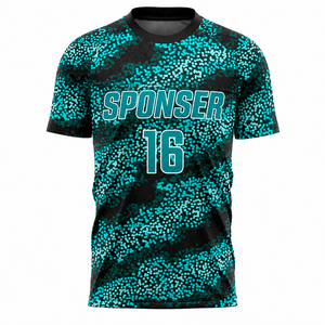เสื้อฟุตบอลพิมพ์ลายจุดแบบซับลิเมชั่น โพลีเอสเตอร์ 100% แห้งเร็ว แขนสั้น สำหรับทีม ชุดฝึกซ้อม รับสกรีนโลโก้ - Product Image 1