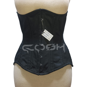 Heavy Duty Gothic Black Cotton <b>Underbust</b> Corset Waist Trainer 24 Steel Boned Body Shaper Corset Supplier - Product Image 5