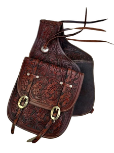 Premium Quality <b>Leather</b> Western <b>Tooled</b> Hand Saddle Bag for Horse Handmade Genuine <b>Leather</b> Equestrian Trail Riding Storage Bag - Product Image 1