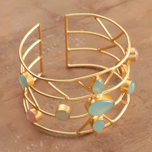 Seaila Women's <b>Art</b> <b>Deco</b>-Inspired Modern Gold Plated Adjustable Handmade Cuff <b>Bracelet</b> Bulk Fashion Jewelry - Product Image 6