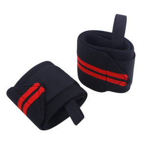 Bandes de soutien pour poignets à rayures rouges pour l'entraînement de force, bandages élastiques réglables avec boucle pour le pouce, pour la musculation et les exercices de force - Product Image 1