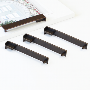 Eco-Friendly Zinc Alloy <b>Edge</b> Pull Handle Minimalist Matte <b>Black</b> Cabinet Drawer Hardware Products for Kitchen Bathroom Furniture - Product Image 2
