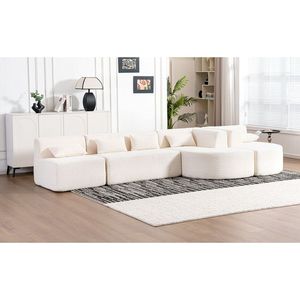 Divano Componibile Imbottito da 144 Pollici con Due Chaise Longue e Cinque Cuscini per Soggiorno (Vecchio SKU N719S00160) - Product Image 6