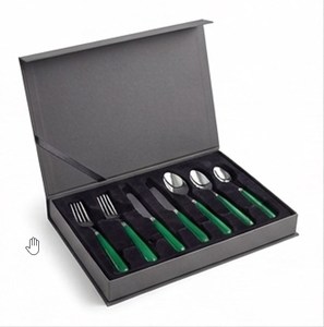 Ensemble de couverts modernes en acier inoxydable avec manches en plastique vert, lavable au lave-vaisselle, pour la restauration et l'usage domestique - Product Image 6