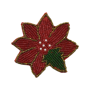 Luxury Red Floral Beaded Coaster Handmade Floral Design Perfect Decorative Dining <b>Table</b> <b>Mats</b> & Pads Affordable Price - Product Image 1