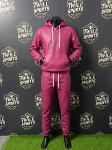 Men Pu Leather Tracksuit Set Zip-up Hooded Jacket Jogging <b>Pants</b> Drawstring Closure Sportswear Two Piece Leather Tracksuit Set - Product Image 2