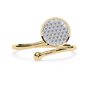 แหวนเพชรทรงกลมแบบ Pave Diamond Disc Bypass Ring ทองคำแท้ 14k เพชรเพาะเลี้ยงในห้องปฏิบัติการ ดีไซน์วงกลมแบบห่อหุ้ม แหวนวงเปิดทันสมัย - Product Image 2