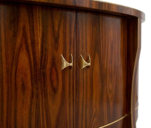 Aparador Ovalado de Madera Maciza de Lujo, Moderno con Incrustaciones Doradas, Mueble de Almacenamiento de Alta Gama para Sala de Estar, Mueble Buffet de Mediados de Siglo - Product Image 3