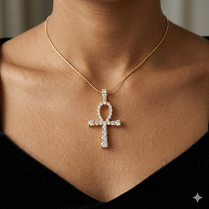 Custom Children's Christian Iced 925 <b>Silver</b> Religious Eye Horus Ankh Jesus Cross <b>Necklace</b> Lab Grown Diamond Rhodium Plated Charm - Product Image 2