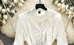 Women's Dress Shirt Full Sleeve <b>Turn</b>-down Collar Formal Solid Color Autumn Wear - Product Image 6