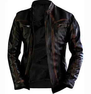 Vestes en cuir pour hommes, de bonne qualité, confortables, à la mode, coupe ajustée, vêtements pour hommes, veste en cuir pour garçons, vente chaude - Product Image 2