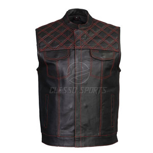 Gilet en cuir sur mesure pour homme, col montant, pour usage extérieur, vente en gros - Product Image 5