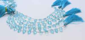 Cuentas de topacio azul cielo talladas a mano con forma de hoja, cuentas talladas de topacio azul de 6-8 mm a 7-11 mm, cuentas de piedras preciosas de topacio azul para la fabricación de joyas. - Product Image 3