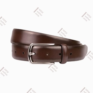 Cinturón de cuero marrón genuino para hombre, Cinturón de piel de grano completo - Product Image 1