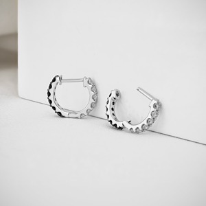 Pendientes de Aro Minimalistas de Oro de 14K con Diamantes Cultivados en Laboratorio, Aros Reversibles con Diamantes Negros o Rubíes para Mujer, Joyería Elegante - Product Image 2