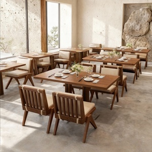 Conjunto de Muebles Comerciales para Cafetería, Restaurante de Postres, Tienda de Té con Leche: Asientos de Barra en Línea de Madera Maciza, Mesa, Silla y Sofá - Product Image 3