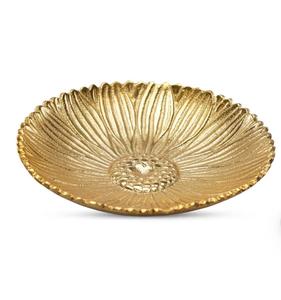 Tazón de Metal Hecho a Mano con Diseño Floral Tallado, Acabado Dorado, Plato Decorativo para Servir, Estilo Glamuroso, Ideal para Regalo - Product Image 6