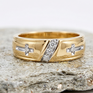 Luxury Cross Design Diamond <b>Ring</b> 14K 18K Yellow Gold Religious Band Lab Grown Diamond Men Women Wedding Faith Jewelry - Product Image 5