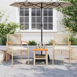 Juego de 2 Sillas de Jardín Medianas Beige y Marrón de Ratán Sintético, Elegante Solución de Asientos para Exteriores - Product Image 3