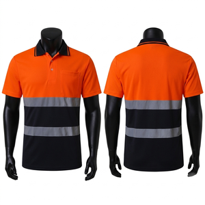 Camiseta Polo de Trabajo Premium de 220 GSM, Poliéster y Algodón, Naranja y Negro, Panel Reflectante, Bordado Personalizado - Product Image 1
