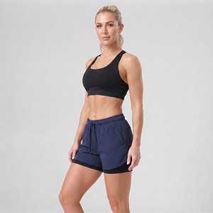 <b>Women's</b> Double Layer Athletic <b>Shorts</b> Drawstring Waist Yoga Workout <b>Compression</b> Inner Polyester <b>Shorts</b> Ladies Gym <b>Shorts</b> 2 in 1 - Product Image 4