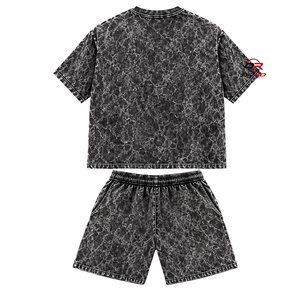 Urban Reign Men's Streetwear T-Shirt and <b>Shorts</b> Set Purple Graffiti Print Summer Casual Outfit Crew Neck Knitted Breathable - Product Image 4