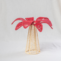 Porte-bougie tropical moderne et créatif, design palmier, en osier fait main, décoration d'intérieur pour table à manger et fêtes