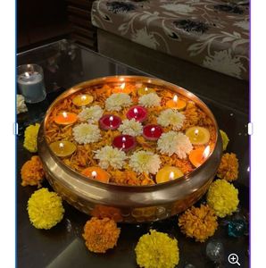 Metal <b>Candle</b> Bowl With <b>Floating</b> <b>Candles</b> For Elegant Home Decoration And Relaxing Ambient Lighting Experience - Product Image 2