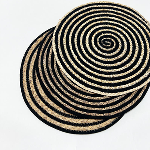 Handmade Eco <b>Black</b> Lollipop Round Cotton Rope and Raffia Table <b>Placemat</b> Woven <b>Placemats</b> for Dining Table Wedding Luxury - Product Image 2