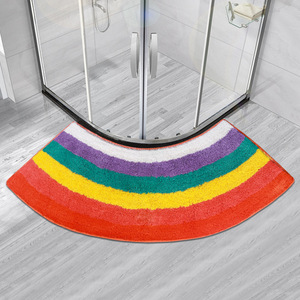 Alfombra de Baño en Forma de U de Algodón con Base de Goma, Color Sólido, Diseño Moderno y Minimalista para Área de Ducha - Product Image 3