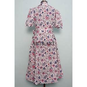 Vestido de verano informal para mujer, de algodón, con estampado artesanal, estilo bohemio, cómodo, moderno, ligero, suave, corte en A. - Product Image 6