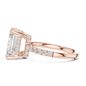 Anillo unisex con halo oculto de diamante sintético redondo de 4 quilates, diseño Radiant Architecture, oro macizo de 18k, pieza nupcial, certificado IGI - Product Image 6