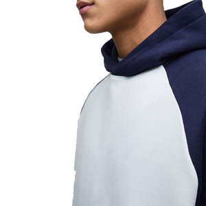 <b>Men's</b> Two Tone Raglan Hoodie <b>Navy</b> White <b>Fleece</b> Pullover Kangaroo Pocket Embroidered Custom OEM Private Label Streetwear - Product Image 6