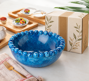 Tazón de Resina Azul para Servir, Plato de Cerámica Pulida para Postres, Frutas y Dulces, para Restaurantes - Product Image 3