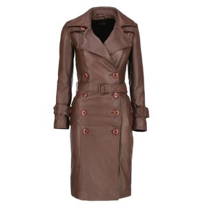 Vente de manteaux longs pour hommes en cuir vintage à double boutonnage, style mid-century, automne/hiver - Product Image 1