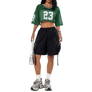 Camiseta de Fútbol de Malla Verde para Mujer con Número Personalizado, Cuello en V, Manga Corta, Transpirable, Ajuste Holgado, Conjunto Deportivo - Product Image 1